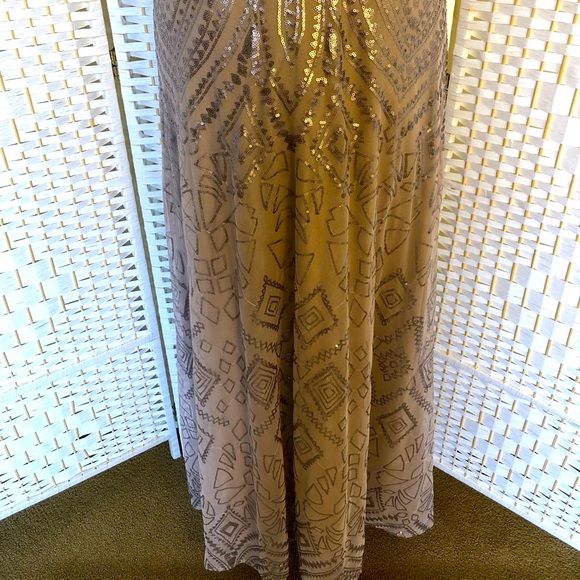 ✅ Angelina Faccenda taupe sequined formal maxi dress - Picture 10 of 16